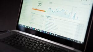 SEO analytics trends on a laptop screen
