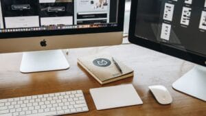 Web designer planning a website