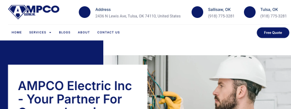 ampcoelectricinc.com website screenshot