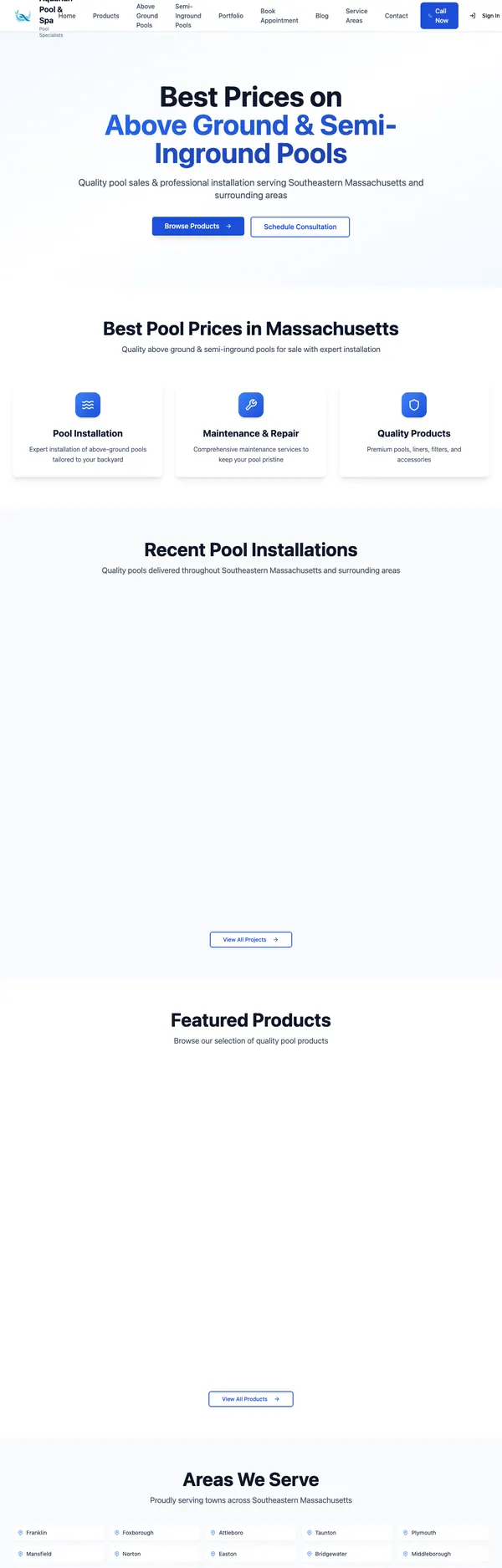 aquarianpoolandspa.com website screenshot