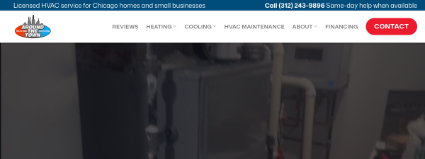 aroundthetownhvac.com website screenshot