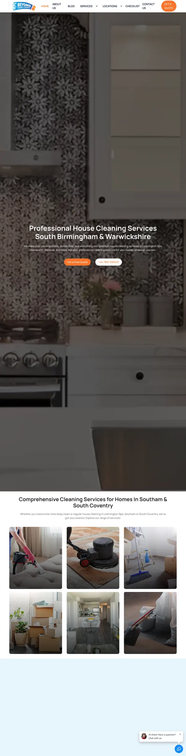 beyondhousecleaning.com website screenshot