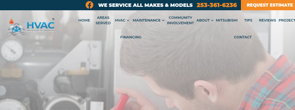 callhvacservicepros.com website screenshot