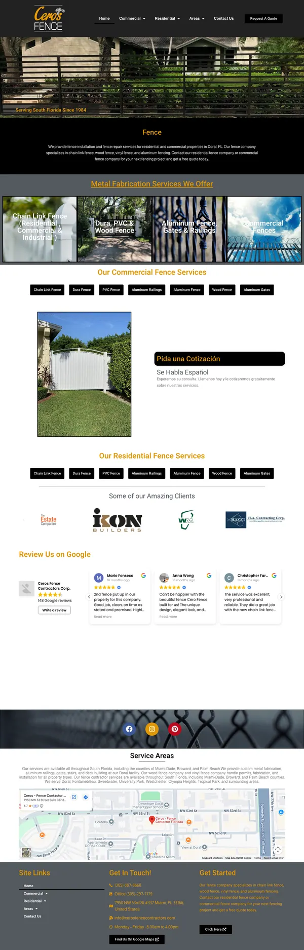 cerosfencecontractors.com website screenshot