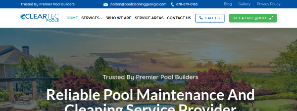 cleartecpools.com website screenshot