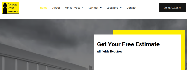 cornerpostfencellc.com website screenshot