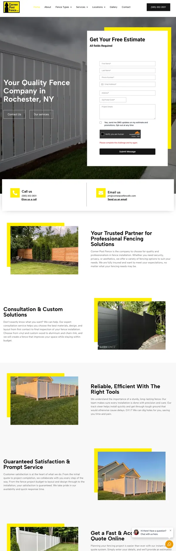cornerpostfencellc.com website screenshot
