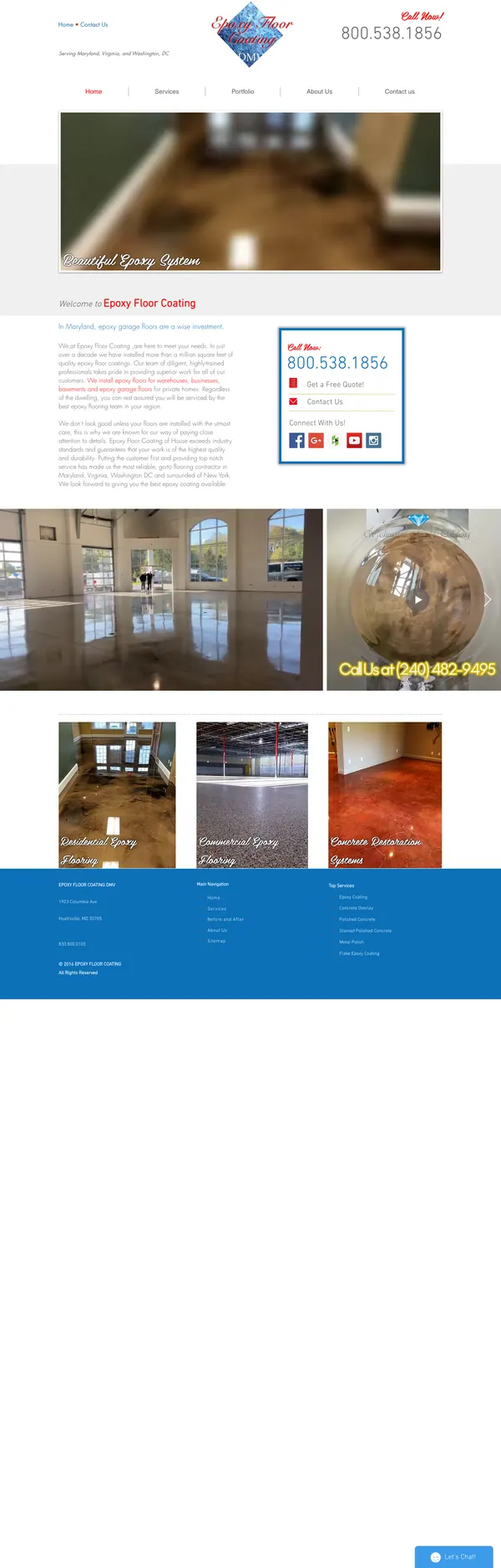 epoxyfloorcoatingdmv.com website screenshot