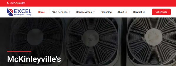excelheatcool.com website screenshot
