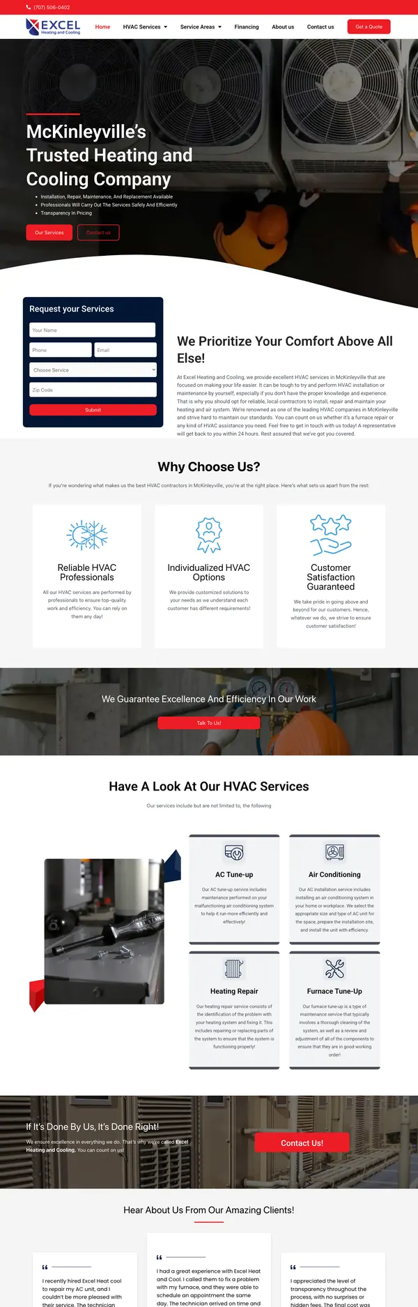 excelheatcool.com website screenshot