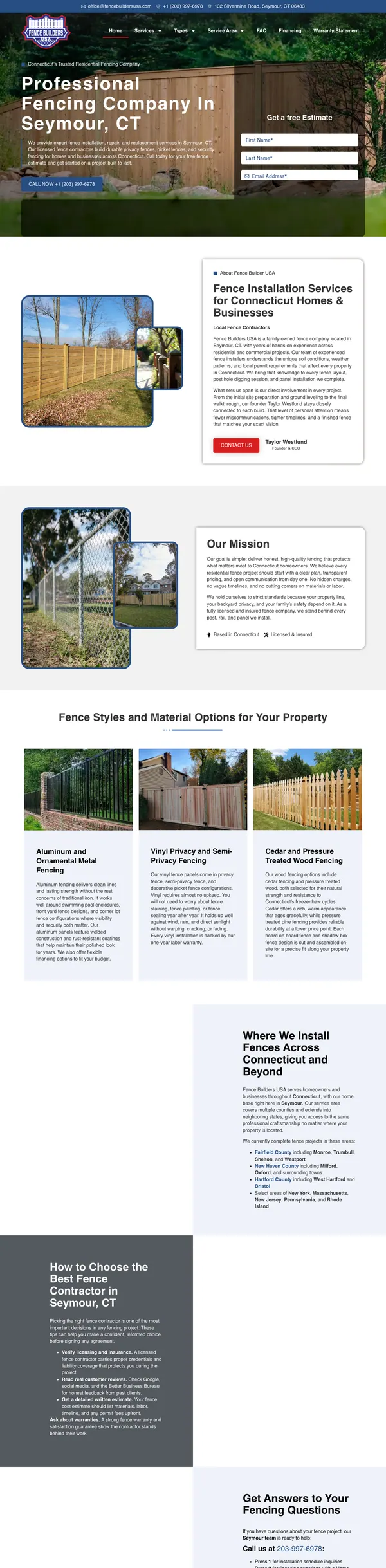 fencebuildersusa.com website screenshot