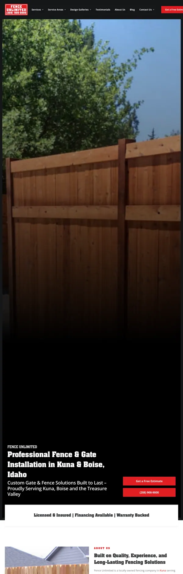 fencecontractoridaho.com website screenshot