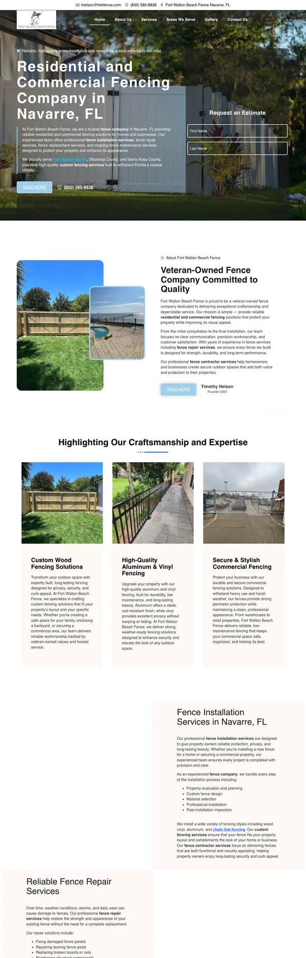 fwbfence.com website screenshot