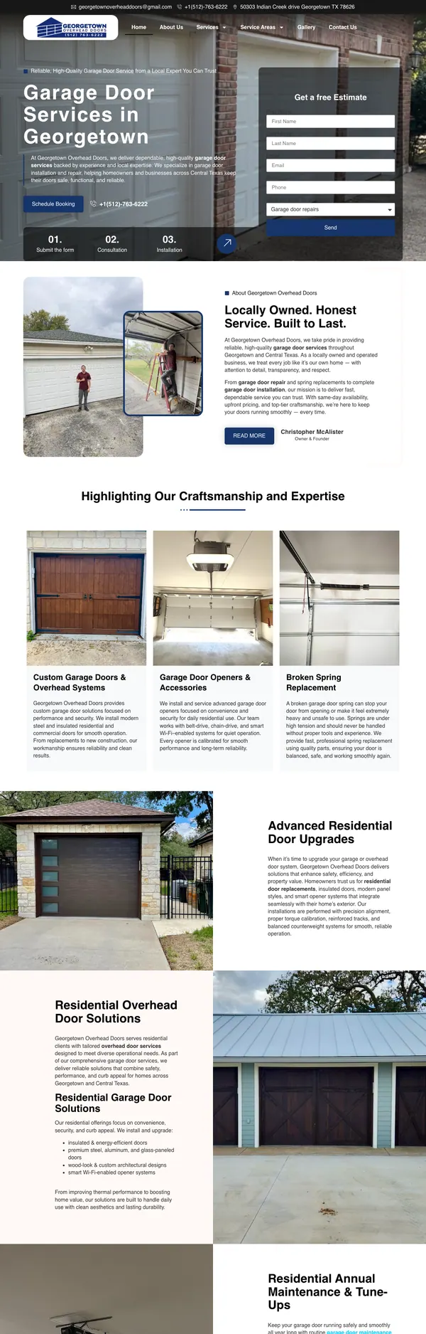 georgetownoverheaddoors.com website screenshot
