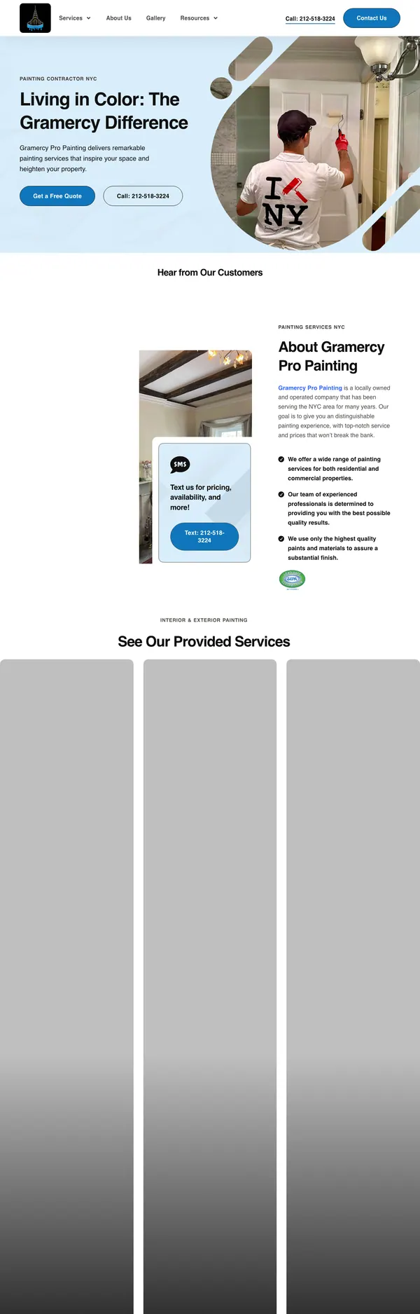 gramercypropainting.com website screenshot