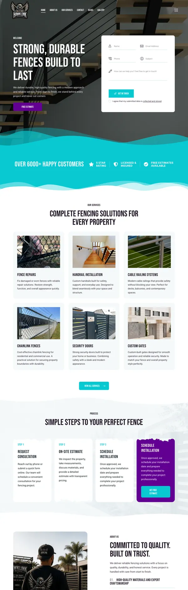 hawklinkfences.com website screenshot