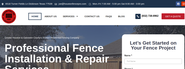 houstonfencepro.com website screenshot