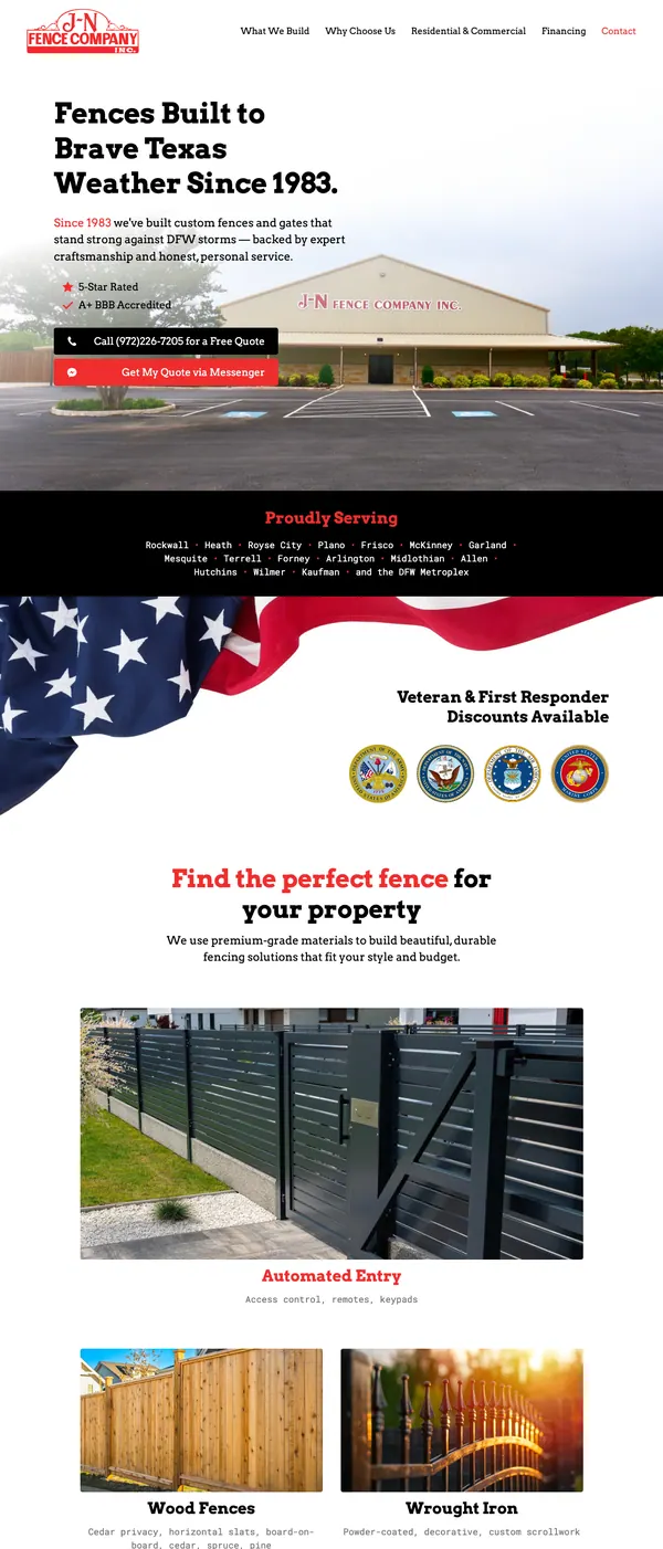jnfence.com website screenshot