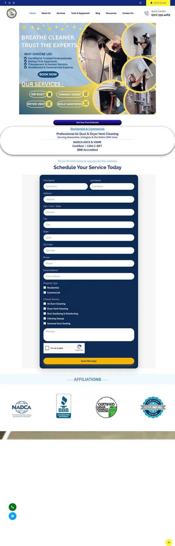 kkcleanair.com website screenshot
