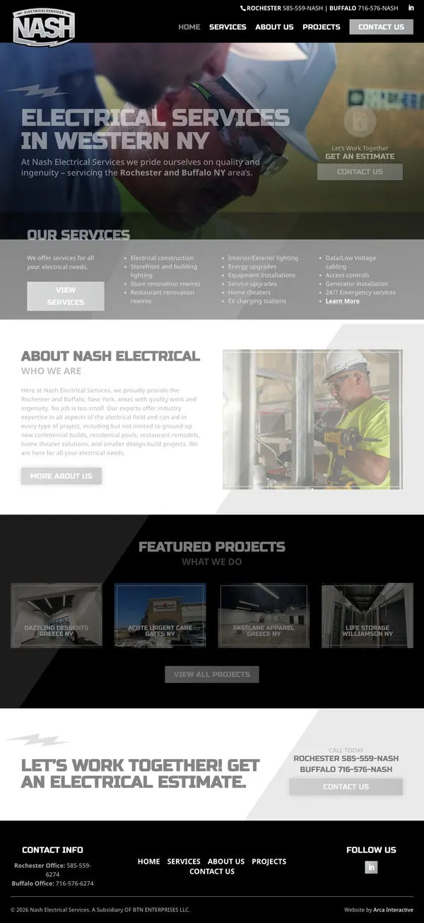 nashelectricalservices.com website screenshot