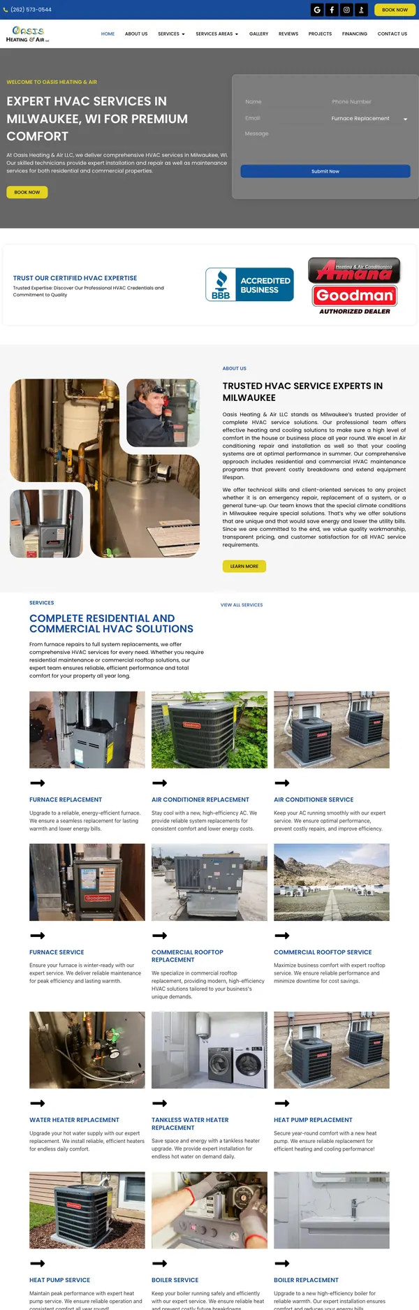 oasis-hvac.com website screenshot