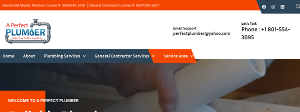 perfectplumberofutah.com website screenshot