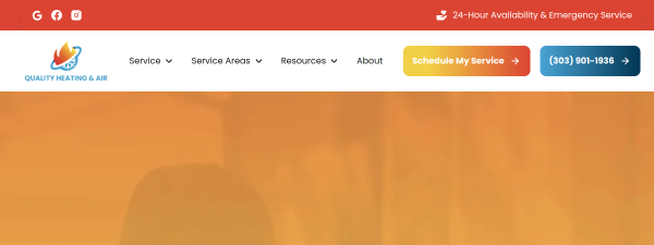 qualityheatingnair.com website screenshot