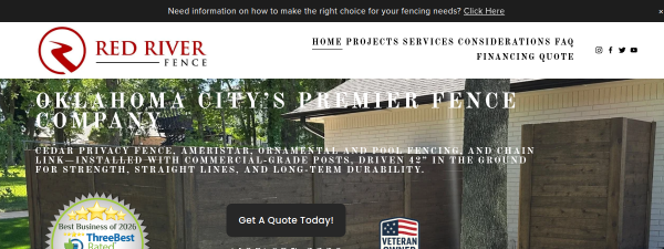 redriverfenceok.com website screenshot