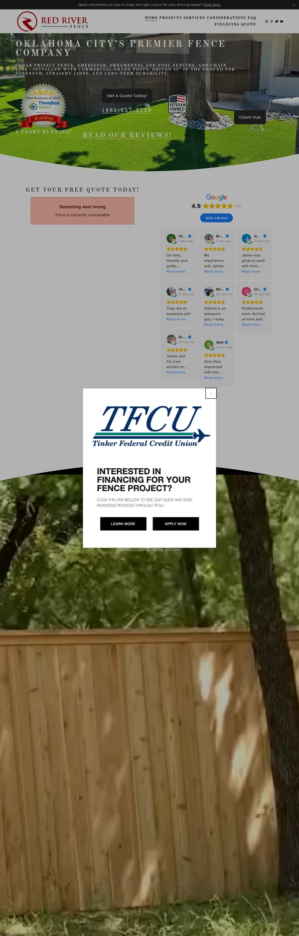 redriverfenceok.com website screenshot