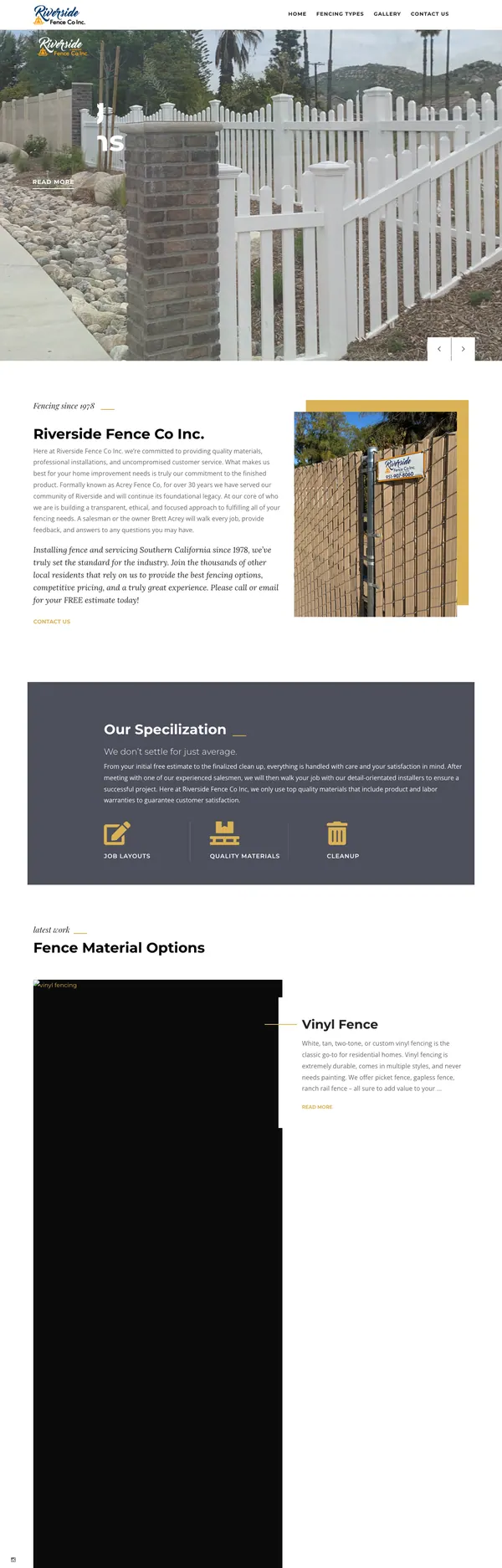 riversidefencecoinc.com website screenshot