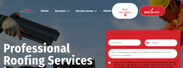 triangleroofingcontractor.com website screenshot