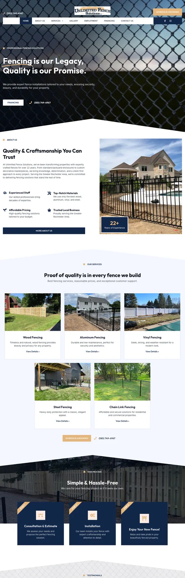 unlimitedfencesolutions.com website screenshot