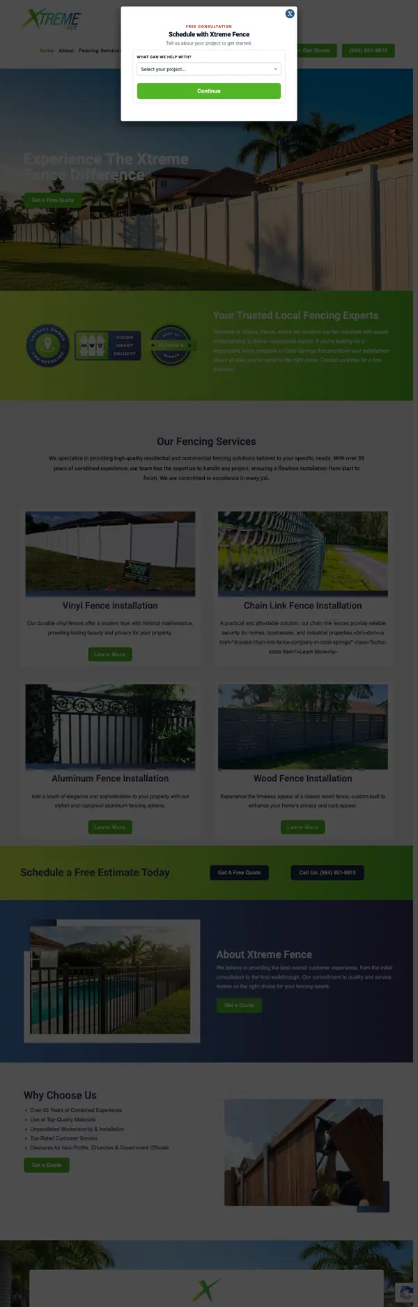 xtremefencefl.com website screenshot